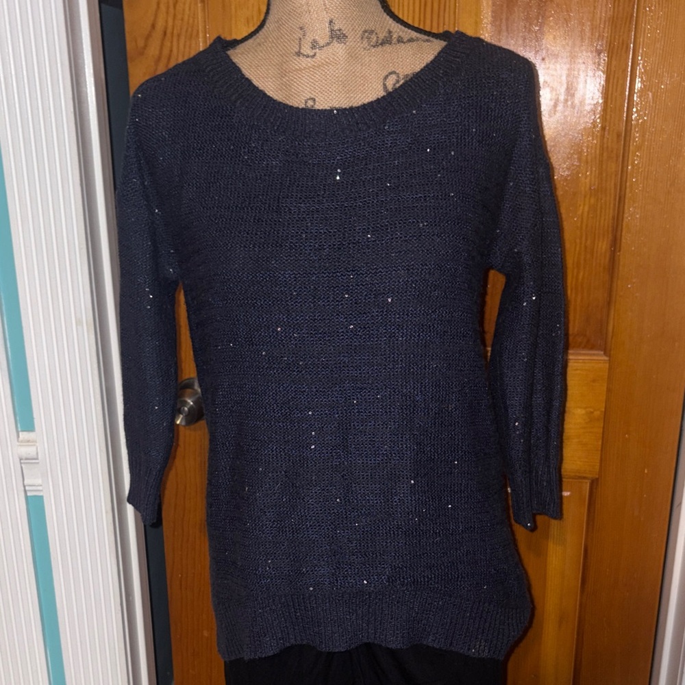Ana M sparkly Navy Blue Knit Sweater